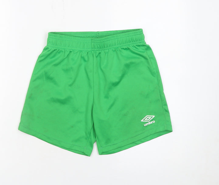 Umbro Boys Green Athletic Football Shorts YM Quick Dry Sportswear