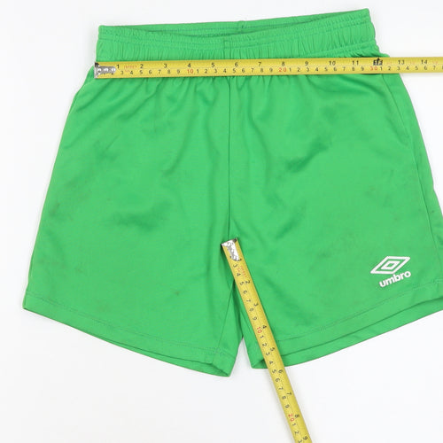 Umbro Boys Green Athletic Football Shorts YM Quick Dry Sportswear