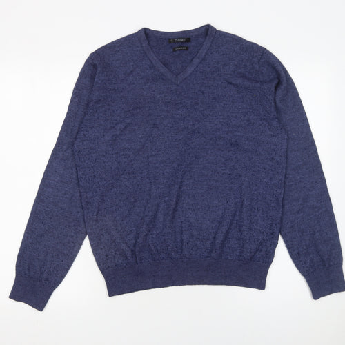 St. Bernard for Dunnes Stores Men's Blue V-Neck Wool Blend Jumper Size L