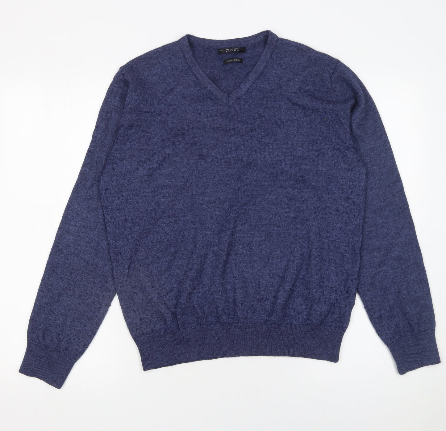 St. Bernard for Dunnes Stores Men's Blue V-Neck Wool Blend Jumper Size L