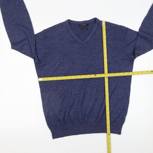 St. Bernard for Dunnes Stores Men's Blue V-Neck Wool Blend Jumper Size L