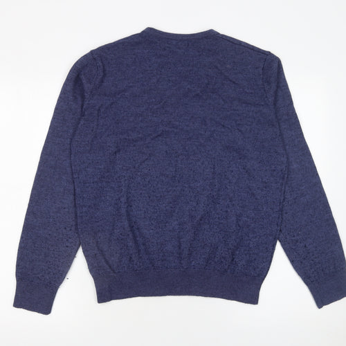St. Bernard for Dunnes Stores Men's Blue V-Neck Wool Blend Jumper Size L