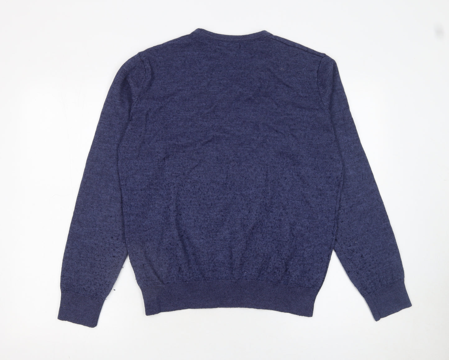 St. Bernard for Dunnes Stores Men's Blue V-Neck Wool Blend Jumper Size L