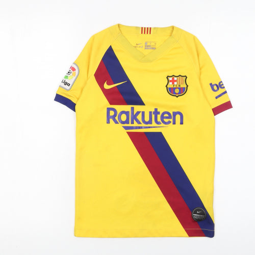 Nike Boys Yellow Barcelona Football T-Shirt Small S Jersey Dri-Fit