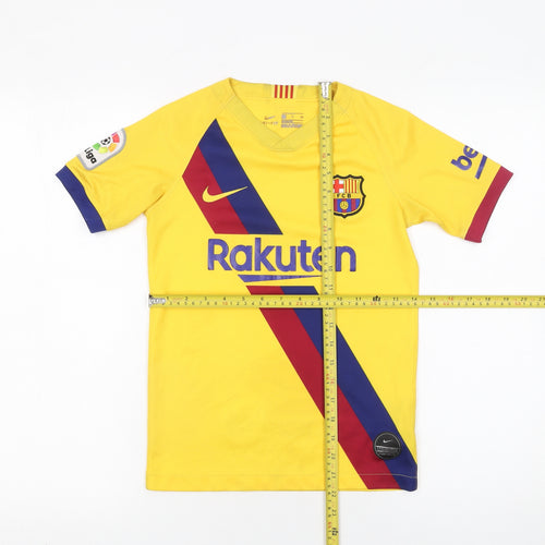 Nike Boys Yellow Barcelona Football T-Shirt Small S Jersey Dri-Fit