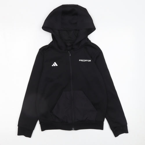 adidas Boys Black Predator Full Zip Hoodie 9-10 Years Sportswear