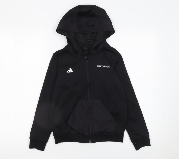 adidas Boys Black Predator Full Zip Hoodie 9-10 Years Sportswear