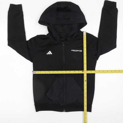 adidas Boys Black Predator Full Zip Hoodie 9-10 Years Sportswear