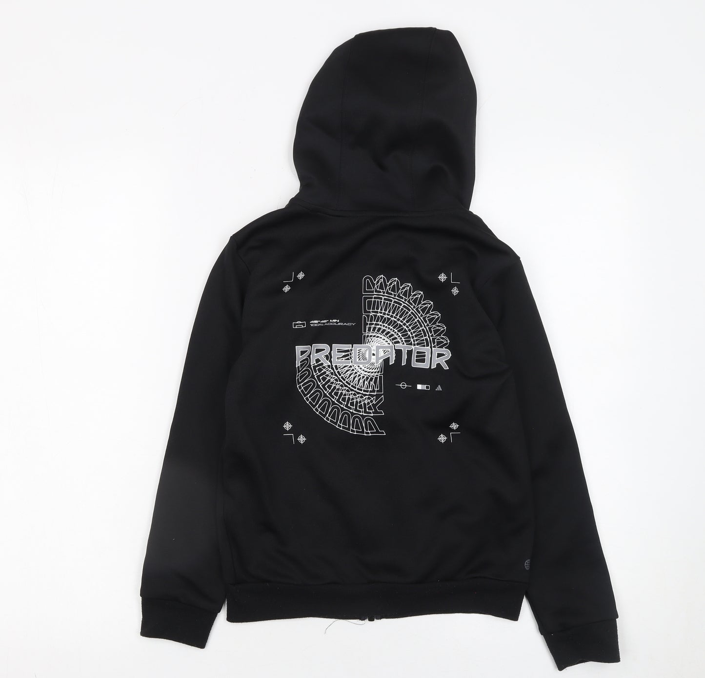 adidas Boys Black Predator Full Zip Hoodie 9-10 Years Sportswear