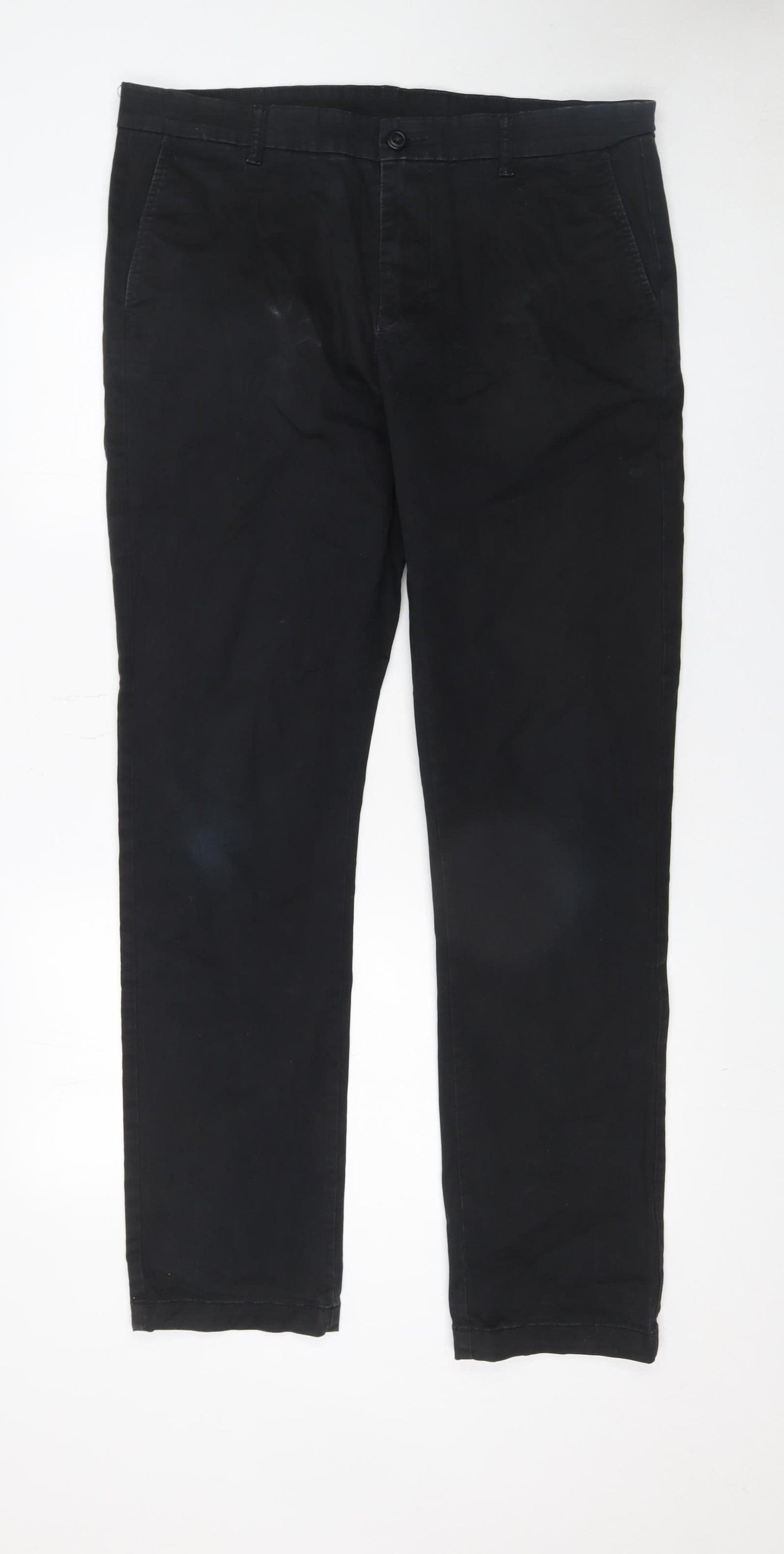 Dunnes Stores Mens Black Chino Trousers 36W 34L Cotton Stretch