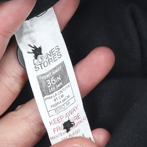 Dunnes Stores Mens Black Chino Trousers 36W 34L Cotton Stretch