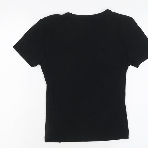 Zara Womens Black Basic Short Sleeve Slim Fit T-Shirt Size 12