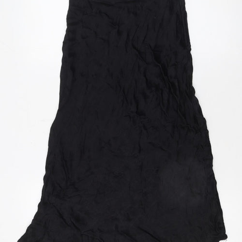 Zara Women's Black Midi A-Line Satin Skirt XS