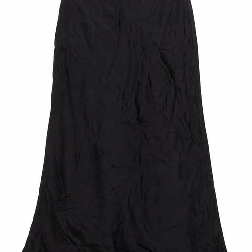 Zara Women's Black Midi A-Line Satin Skirt XS