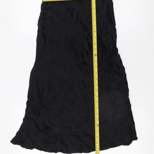 Zara Women's Black Midi A-Line Satin Skirt XS