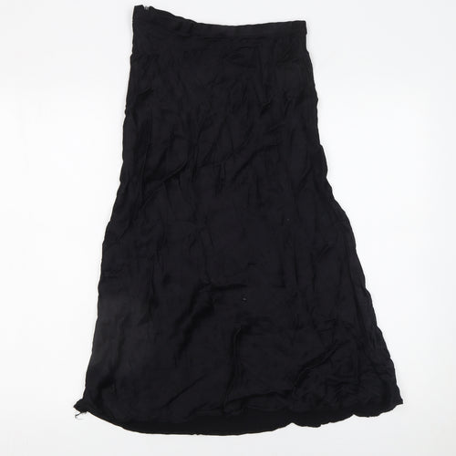 Zara Women's Black Midi A-Line Satin Skirt XS