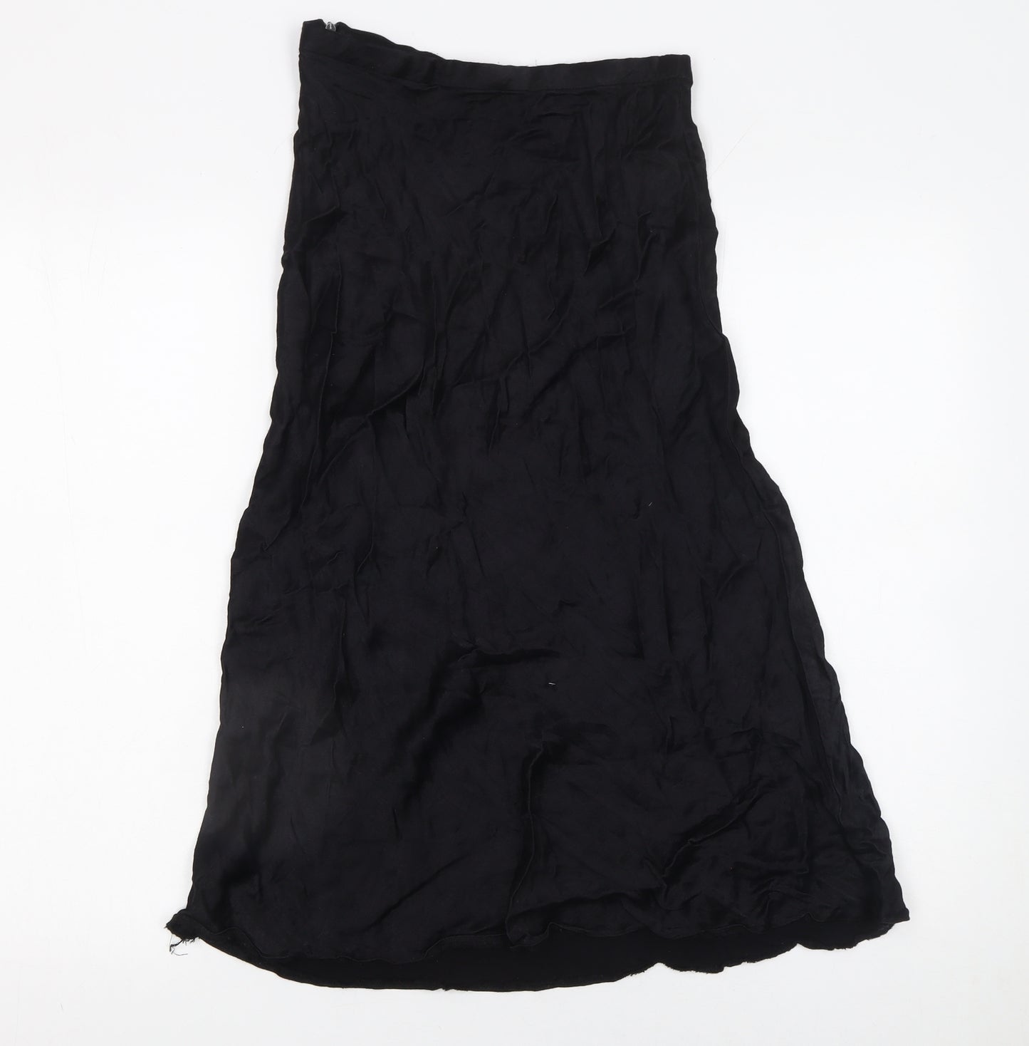 Zara Women's Black Midi A-Line Satin Skirt XS