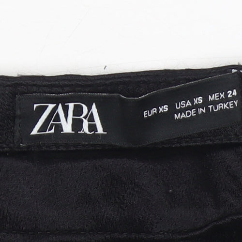 Zara Women's Black Midi A-Line Satin Skirt XS
