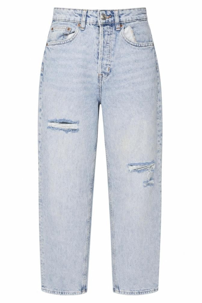 H&M Women’s Blue Distressed High Rise Mom Jeans Size 8