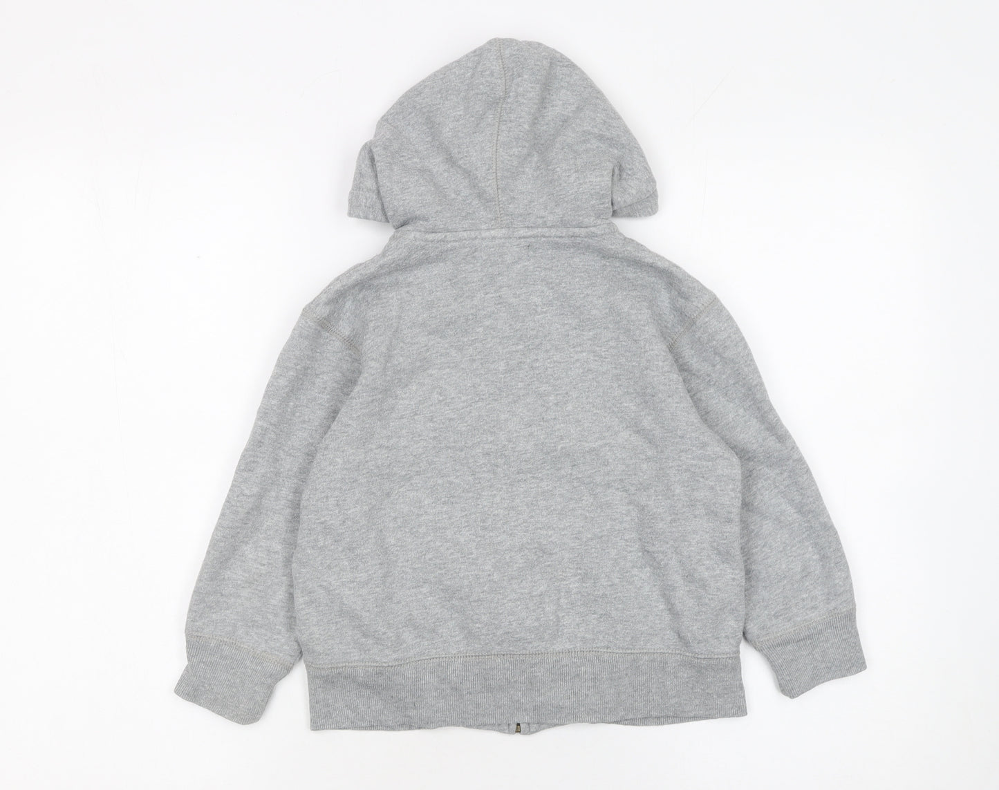GAP Boys Grey Full Zip Hoodie 4-5 Years Hooded Fleece Logo Sweatshirt