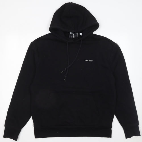 Collusion Womens Black Hoodie Size 10 Cotton Blend Pullover