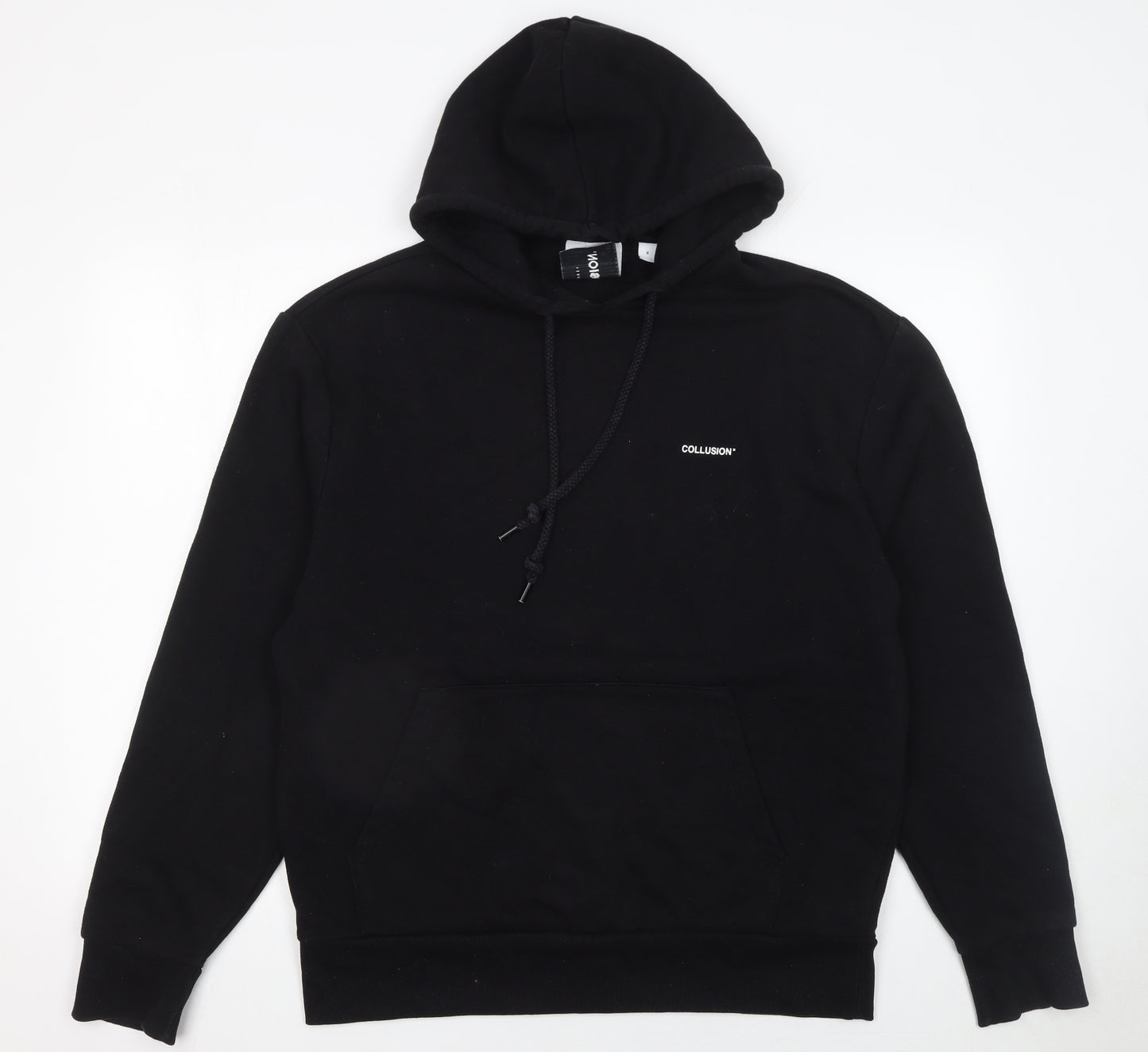 Collusion Womens Black Hoodie Size 10 Cotton Blend Pullover