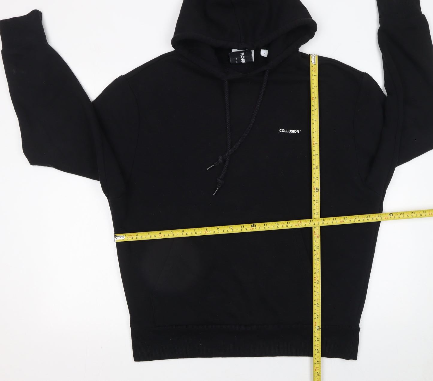 Collusion Womens Black Hoodie Size 10 Cotton Blend Pullover