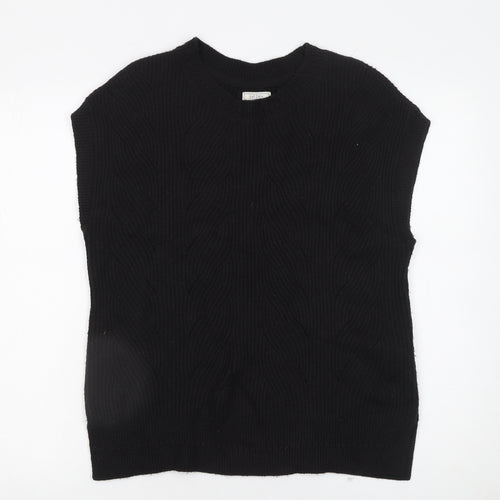 Fat Face Women's Black Cable Knit Sleeveless Pullover Jumper M