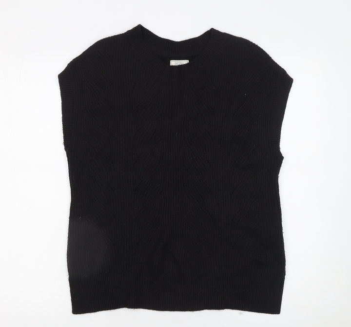 Fat Face Women's Black Cable Knit Sleeveless Pullover Jumper M