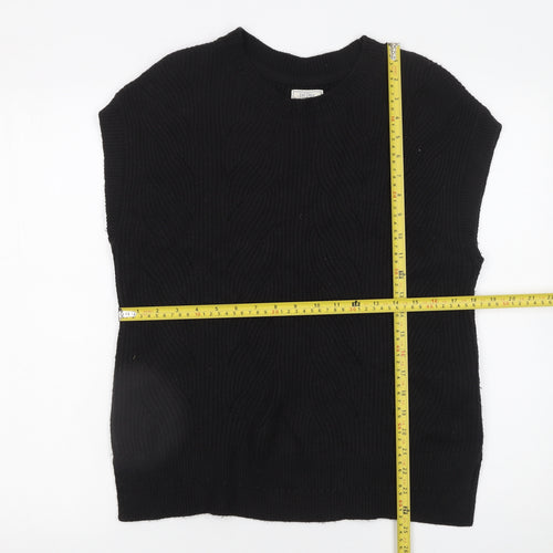 Fat Face Women's Black Cable Knit Sleeveless Pullover Jumper M