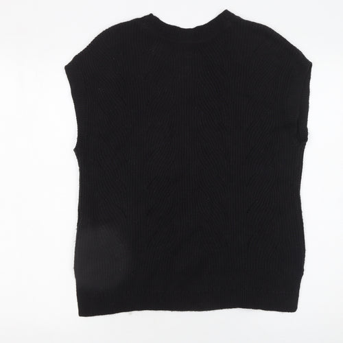 Fat Face Women's Black Cable Knit Sleeveless Pullover Jumper M