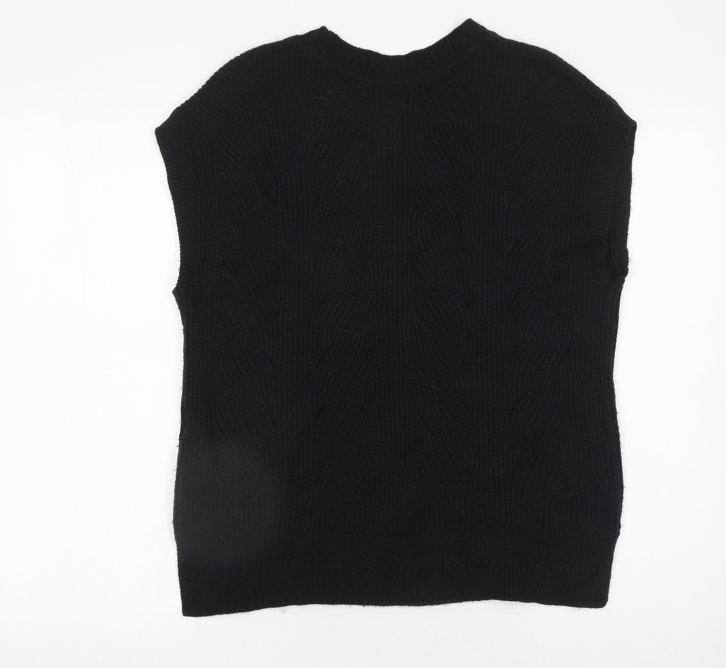 Fat Face Women's Black Cable Knit Sleeveless Pullover Jumper M