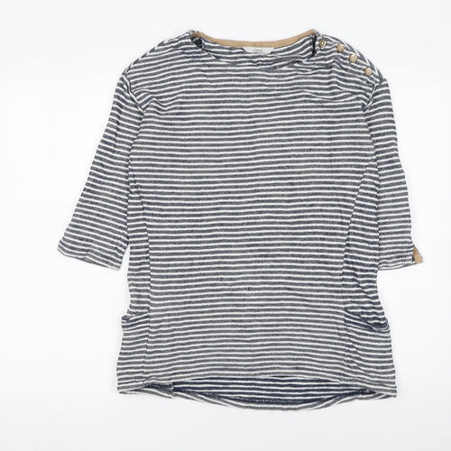 Next Women’s Blue Striped 3/4 Sleeve Cotton T-Shirt UK 8