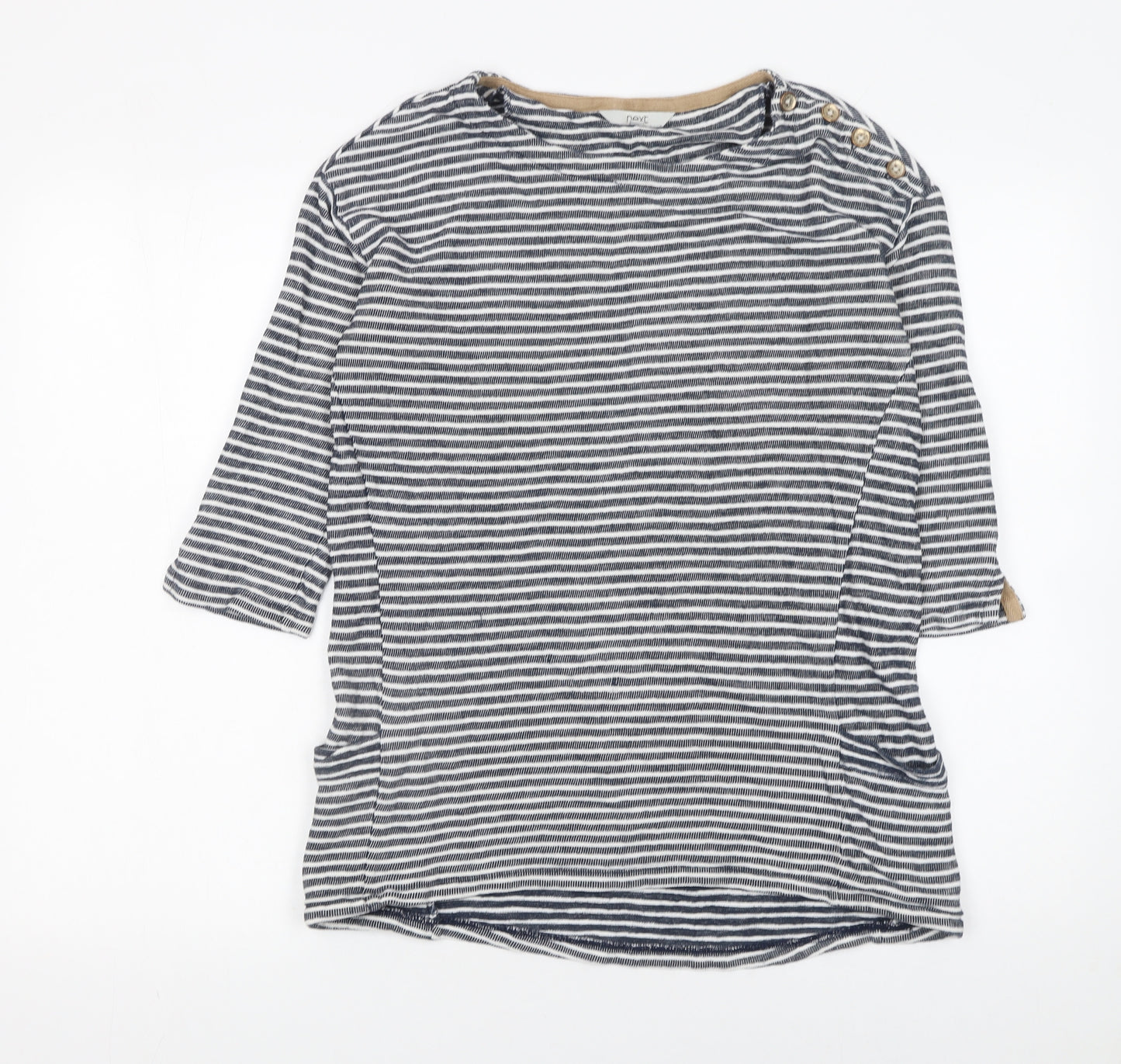 Next Women’s Blue Striped 3/4 Sleeve Cotton T-Shirt UK 8