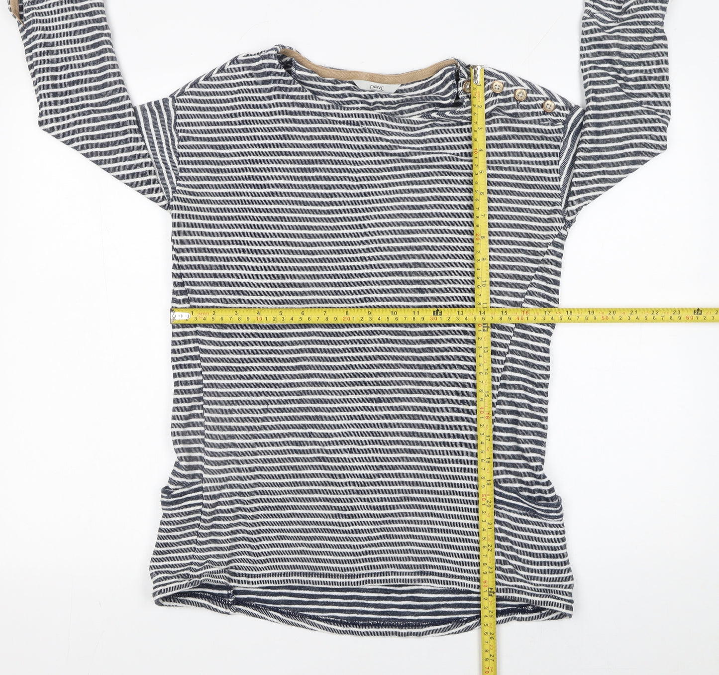 Next Women’s Blue Striped 3/4 Sleeve Cotton T-Shirt UK 8