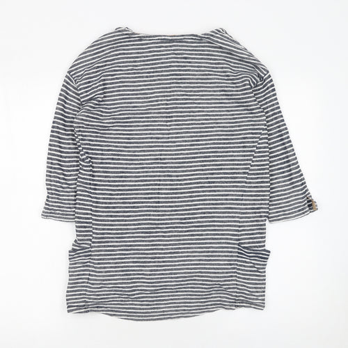Next Women’s Blue Striped 3/4 Sleeve Cotton T-Shirt UK 8