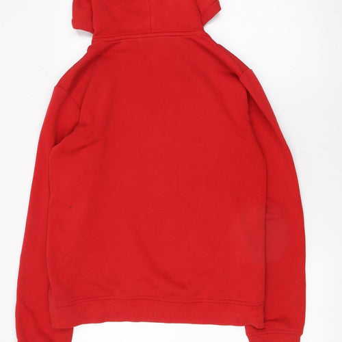 Adidas Mens Red Pullover Hoodie Small Graphic Cotton Blend Sportswear