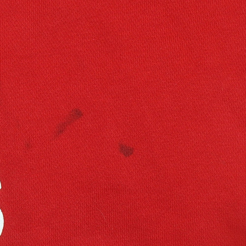 Adidas Mens Red Pullover Hoodie Small Graphic Cotton Blend Sportswear