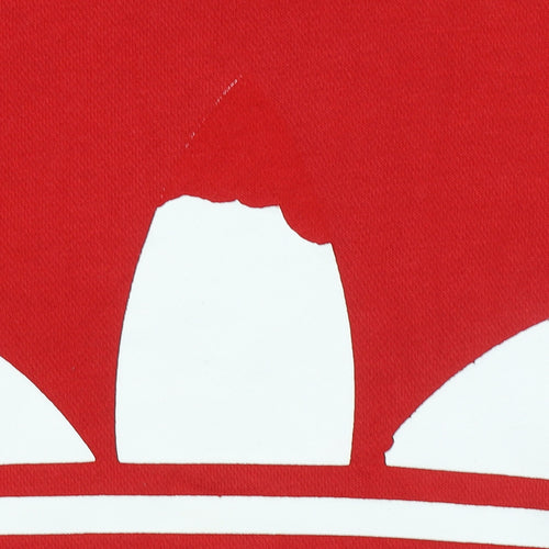 Adidas Mens Red Pullover Hoodie Small Graphic Cotton Blend Sportswear