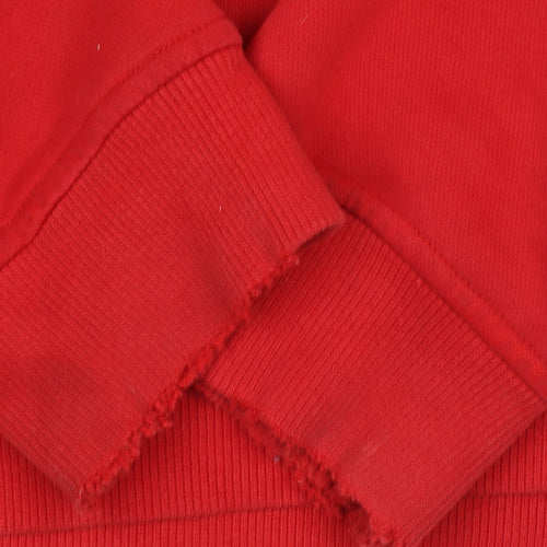 Adidas Mens Red Pullover Hoodie Small Graphic Cotton Blend Sportswear