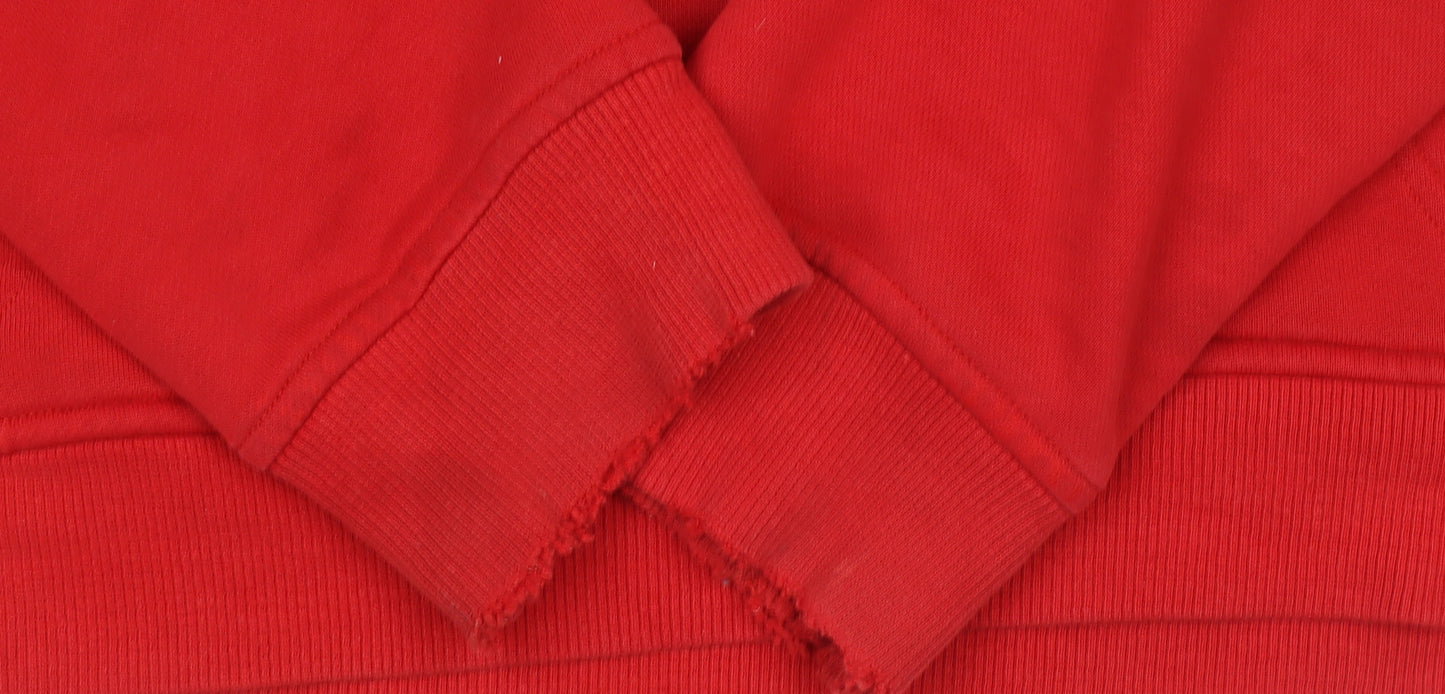 Adidas Mens Red Pullover Hoodie Small Graphic Cotton Blend Sportswear