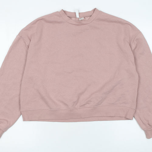 H&M Divided Women Dusky Pink Cotton Blend Pullover Sweatshirt M