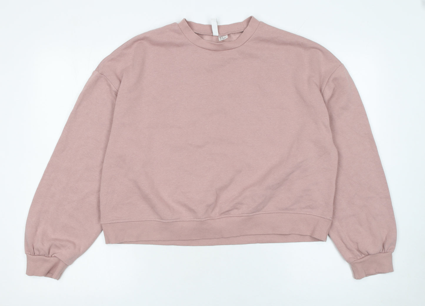 H&M Divided Women Dusky Pink Cotton Blend Pullover Sweatshirt M