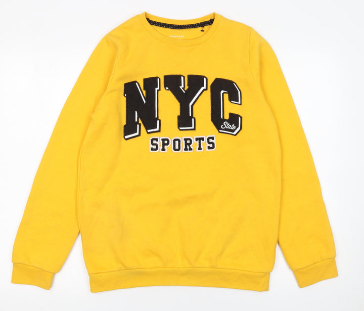 Primark Boys Yellow NYC Sports Pullover Sweatshirt 14-15 Years