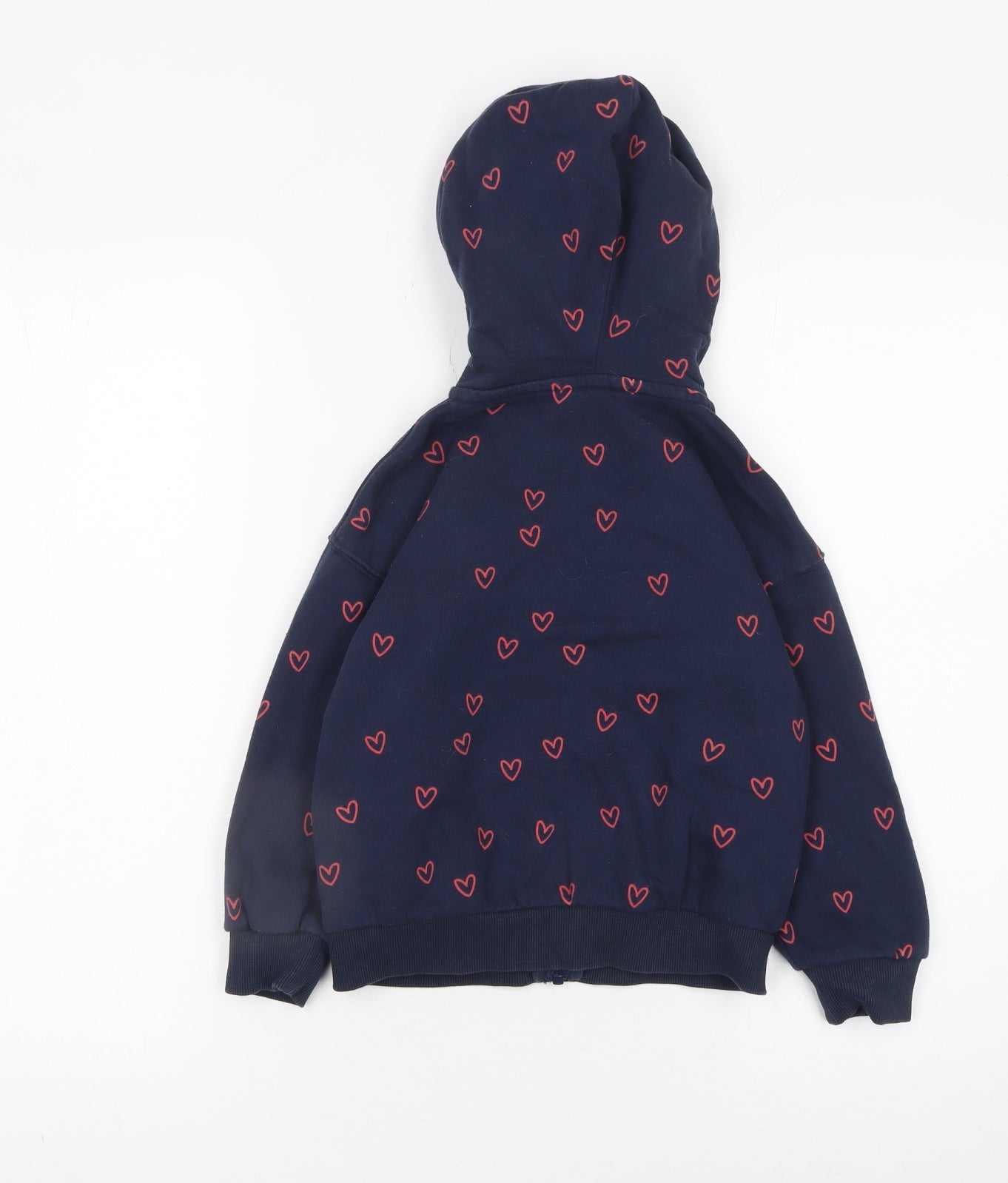 Marks and Spencer Girls Blue Heart Print Full Zip Hoodie 4-5 Years