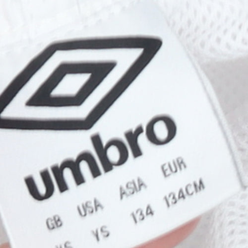 Umbro Boys White Green Ireland Football Shorts Size 134cm Polyester