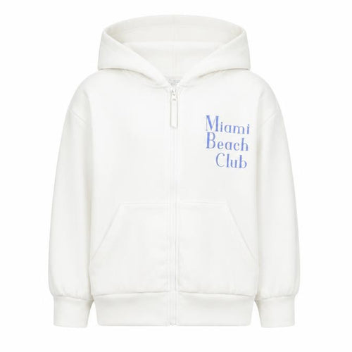 Primark Girls White Full Zip Hoodie 8 Years Miami Beach Club Graphic
