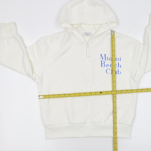 Primark Girls White Full Zip Hoodie 8 Years Miami Beach Club Graphic
