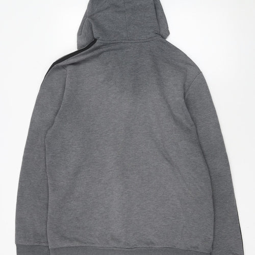 Adidas Men Grey Full Zip Hoodie L Logo Sportswear