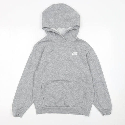 Nike Boys Grey Pullover Hoodie L 147-158cm Fleece Cotton Blend